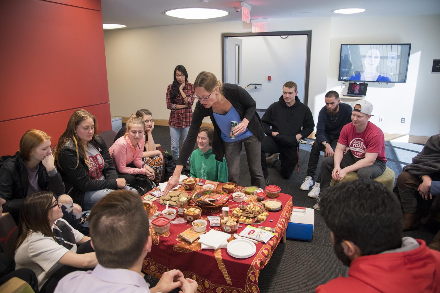 Biology professor Angela Dassow led one of her classes in an unusual dining experience for Hallow...